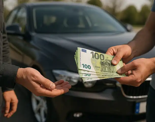Ein erfolgreicher Barkauf bei einem Autoankauf in Aalen, bei dem der Verkäufer das Geld direkt erhält.